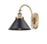 918-1W-BB-M10-BK 1-Light 10" Brushed Brass Sconce - Brushed Brass Briarcliff Shade - LED Bulb - Dimmensions: 10 x 15 x 12.25 - Glass Up or Down: Yes