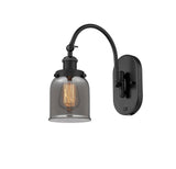 918-1W-BK-G53 1-Light 5" Matte Black Sconce - Plated Smoke Small Bell Glass - LED Bulb - Dimmensions: 5 x 12.5 x 12.5 - Glass Up or Down: Yes