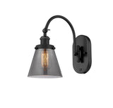 918-1W-BK-G63 1-Light 6.25" Matte Black Sconce - Plated Smoke Small Cone Glass - LED Bulb - Dimmensions: 6.25 x 13.125 x 12.5 - Glass Up or Down: Yes