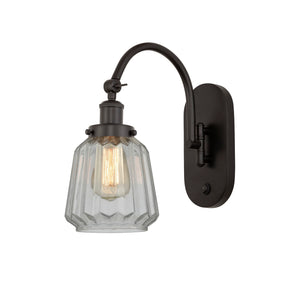 1-Light 7" Oil Rubbed Bronze Sconce - Clear Chatham Glass LED