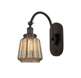 918-1W-OB-G146 1-Light 7" Oil Rubbed Bronze Sconce - Mercury Plated Chatham Glass - LED Bulb - Dimmensions: 7 x 13.5 x 14.75 - Glass Up or Down: Yes