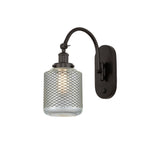918-1W-OB-G262 1-Light 6" Oil Rubbed Bronze Sconce - Vintage Wire Mesh Stanton Glass - LED Bulb - Dimmensions: 6 x 13 x 14.5 - Glass Up or Down: Yes