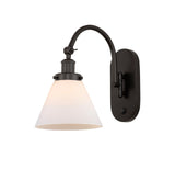 918-1W-OB-G41 1-Light 8" Oil Rubbed Bronze Sconce - Matte White Cased Large Cone Glass - LED Bulb - Dimmensions: 8 x 13.875 x 12.75 - Glass Up or Down: Yes