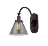 918-1W-OB-G43 1-Light 8" Oil Rubbed Bronze Sconce - Plated Smoke Large Cone Glass - LED Bulb - Dimmensions: 8 x 13.875 x 12.75 - Glass Up or Down: Yes
