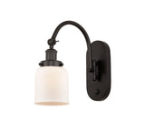 918-1W-OB-G51 1-Light 5" Oil Rubbed Bronze Sconce - Matte White Cased Small Bell Glass - LED Bulb - Dimmensions: 5 x 12.5 x 12.5 - Glass Up or Down: Yes
