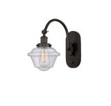 918-1W-OB-G534 1-Light 7.5" Oil Rubbed Bronze Sconce - Seedy Small Oxford Glass - LED Bulb - Dimmensions: 7.5 x 13.75 x 12.5 - Glass Up or Down: Yes