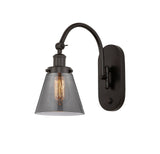 918-1W-OB-G63 1-Light 6.25" Oil Rubbed Bronze Sconce - Plated Smoke Small Cone Glass - LED Bulb - Dimmensions: 6.25 x 13.125 x 12.5 - Glass Up or Down: Yes