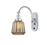 918-1W-PC-G146 1-Light 7" Polished Chrome Sconce - Mercury Plated Chatham Glass - LED Bulb - Dimmensions: 7 x 13.5 x 14.75 - Glass Up or Down: Yes