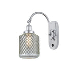 918-1W-PC-G262 1-Light 6" Polished Chrome Sconce - Vintage Wire Mesh Stanton Glass - LED Bulb - Dimmensions: 6 x 13 x 14.5 - Glass Up or Down: Yes