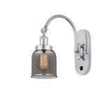 918-1W-PC-G53 1-Light 5" Polished Chrome Sconce - Plated Smoke Small Bell Glass - LED Bulb - Dimmensions: 5 x 12.5 x 12.5 - Glass Up or Down: Yes