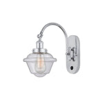 918-1W-PC-G534 1-Light 7.5" Polished Chrome Sconce - Seedy Small Oxford Glass - LED Bulb - Dimmensions: 7.5 x 13.75 x 12.5 - Glass Up or Down: Yes