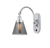 918-1W-PC-G63 1-Light 6.25" Polished Chrome Sconce - Plated Smoke Small Cone Glass - LED Bulb - Dimmensions: 6.25 x 13.125 x 12.5 - Glass Up or Down: Yes
