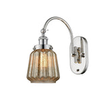 918-1W-PN-G146 1-Light 7" Polished Nickel Sconce - Mercury Plated Chatham Glass - LED Bulb - Dimmensions: 7 x 13.5 x 14.75 - Glass Up or Down: Yes