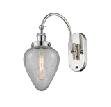 918-1W-PN-G165 1-Light 6.5" Polished Nickel Sconce - Clear Crackle Geneseo Glass - LED Bulb - Dimmensions: 6.5 x 13.25 x 15.5 - Glass Up or Down: Yes