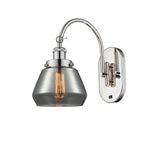 918-1W-PN-G173 1-Light 7" Polished Nickel Sconce - Plated Smoke Fulton Glass - LED Bulb - Dimmensions: 7 x 13.375 x 12 - Glass Up or Down: Yes