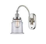 918-1W-PN-G182 1-Light 6.5" Polished Nickel Sconce - Clear Canton Glass - LED Bulb - Dimmensions: 6.5 x 13 x 14 - Glass Up or Down: Yes