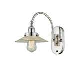 918-1W-PN-G2 1-Light 8.5" Polished Nickel Sconce - Clear Halophane Glass - LED Bulb - Dimmensions: 8.5 x 14.5 x 11 - Glass Up or Down: Yes