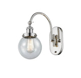 918-1W-PN-G204-6 1-Light 6" Polished Nickel Sconce - Seedy Beacon Glass - LED Bulb - Dimmensions: 6 x 13 x 12.5 - Glass Up or Down: Yes