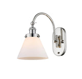 918-1W-PN-G41 1-Light 8" Polished Nickel Sconce - Matte White Cased Large Cone Glass - LED Bulb - Dimmensions: 8 x 13.875 x 12.75 - Glass Up or Down: Yes