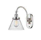 918-1W-PN-G44 1-Light 8" Polished Nickel Sconce - Seedy Large Cone Glass - LED Bulb - Dimmensions: 8 x 13.875 x 12.75 - Glass Up or Down: Yes