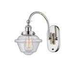 918-1W-PN-G534 1-Light 7.5" Polished Nickel Sconce - Seedy Small Oxford Glass - LED Bulb - Dimmensions: 7.5 x 13.75 x 12.5 - Glass Up or Down: Yes