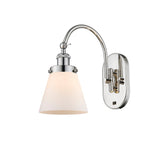 918-1W-PN-G61 1-Light 6.25" Polished Nickel Sconce - Matte White Cased Small Cone Glass - LED Bulb - Dimmensions: 6.25 x 13.125 x 12.5 - Glass Up or Down: Yes