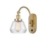 1-Light 7" Antique Brass Sconce - Clear Fulton Glass LED