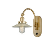 1-Light 8.5" Antique Brass Sconce - Clear Halophane Glass LED