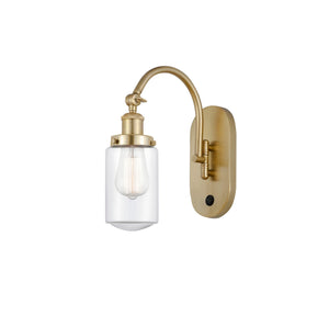1-Light 4.5" Satin Gold Sconce - Clear Dover Glass LED