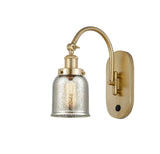 918-1W-SG-G58 1-Light 5" Satin Gold Sconce - Silver Plated Mercury Small Bell Glass - LED Bulb - Dimmensions: 5 x 12.5 x 12.5 - Glass Up or Down: Yes