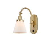1-Light 6.25" Antique Brass Sconce - Matte White Cased Small Cone Glass LED