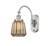 918-1W-SN-G146 1-Light 7" Brushed Satin Nickel Sconce - Mercury Plated Chatham Glass - LED Bulb - Dimmensions: 7 x 13.5 x 14.75 - Glass Up or Down: Yes