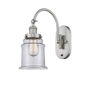 1-Light 6.5" Brushed Satin Nickel Sconce - Clear Canton Glass LED