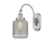 918-1W-SN-G262 1-Light 6" Brushed Satin Nickel Sconce - Vintage Wire Mesh Stanton Glass - LED Bulb - Dimmensions: 6 x 13 x 14.5 - Glass Up or Down: Yes