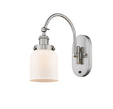 918-1W-SN-G51 1-Light 5" Brushed Satin Nickel Sconce - Matte White Cased Small Bell Glass - LED Bulb - Dimmensions: 5 x 12.5 x 12.5 - Glass Up or Down: Yes