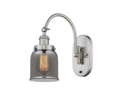 918-1W-SN-G53 1-Light 5" Brushed Satin Nickel Sconce - Plated Smoke Small Bell Glass - LED Bulb - Dimmensions: 5 x 12.5 x 12.5 - Glass Up or Down: Yes