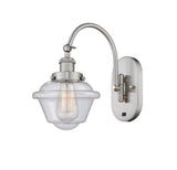 918-1W-SN-G534 1-Light 7.5" Brushed Satin Nickel Sconce - Seedy Small Oxford Glass - LED Bulb - Dimmensions: 7.5 x 13.75 x 12.5 - Glass Up or Down: Yes