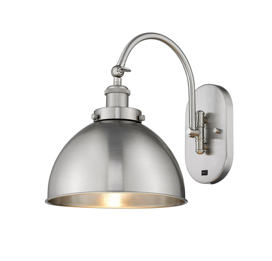 918-1W-SN-MFD-10-SN 1-Light 10" Brushed Satin Nickel Sconce - Brushed Satin Nickel Ballston Urban Shade - LED Bulb - Dimmensions: 10 x 12 x 11 - Glass Up or Down: Yes