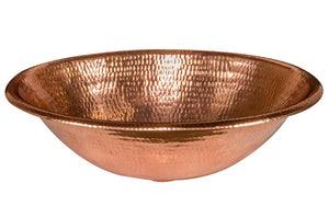 LO17RPC 17 Inch Oval Self Rimming Hammered Premier Copper Bathroom Sink in Polished Premier Copper