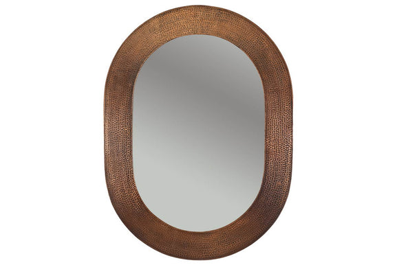 MFO3526 35 Inch Hand Hammered Oval Premier Copper Mirror