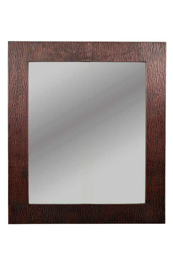 MFREC3631-TR 36 Inch Hand Hammered Rectangle Premier Copper Mirror with Tree Design