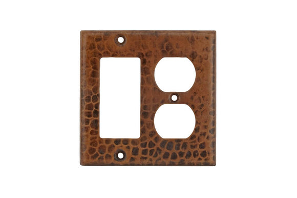 SCOR 4.5 Inch Premier Copper Combination Switchplate, 2 Hole Outlet and Ground Fault/Rocker GFI Cover
