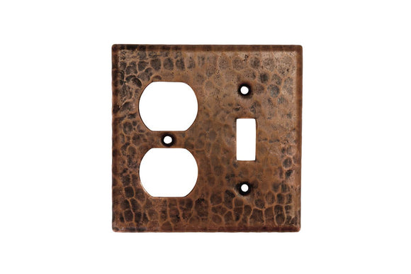SCOT 4.5 Inch Premier Copper Combination Switchplate, 2 Hole Outlet and Single Toggle Switch