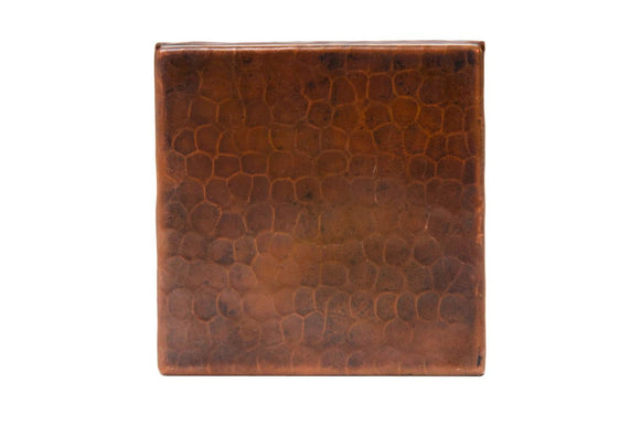 T4DBH 4 Inch x 4 Inch Hammered Premier Copper Tile