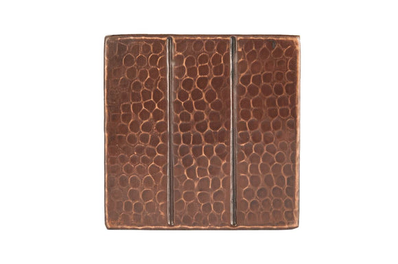 T4DBL 4 Inch x 4 Inch Hammered Premier Copper Tile with Linear Design