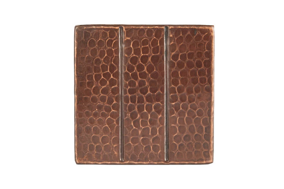 T4DBL_PKG4 4 Inch x 4 Inch Hammered Premier Copper with Linear Tile Design - Quantity 4