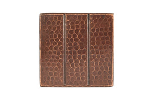 T4DBL_PKG8 4 Inch x 4 Inch Hammered Premier Copper with Linear Tile Design - Quantity 8