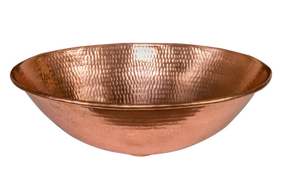 VO17WPC 17 Inch Oval Wired Rim Vessel Hammered Premier Copper Sink in Polished Premier Copper