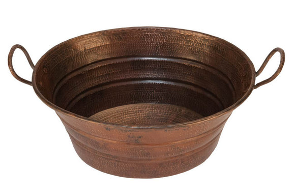 VOB16DB 19 Inch Oval Bucket Vessel Hammered Premier Copper Sink with Handles