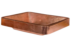 VREC19SKPC 19 Inch Rectangle Skirted Vessel Hammered Premier Copper Sink in Polished Premier Copper